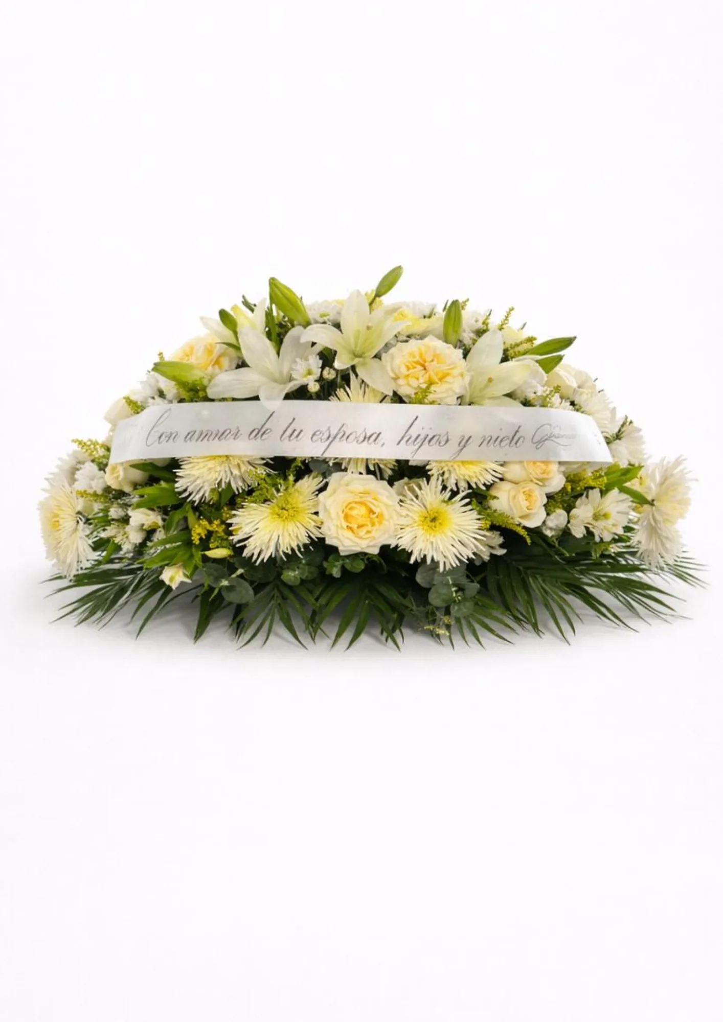 Cubre Ataúd de Dos Gardenias: arreglo floral principal para colocar sobre el ataúd